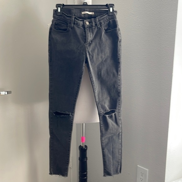 Levi's Denim - LEVI’S 710 Super Skinny Distressed Gray Jeans